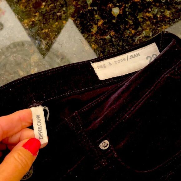 Rag & Bone 28 *VELVET* Stretch Capri Zipper Ankle Capri Jeans - Picture 3 of 12